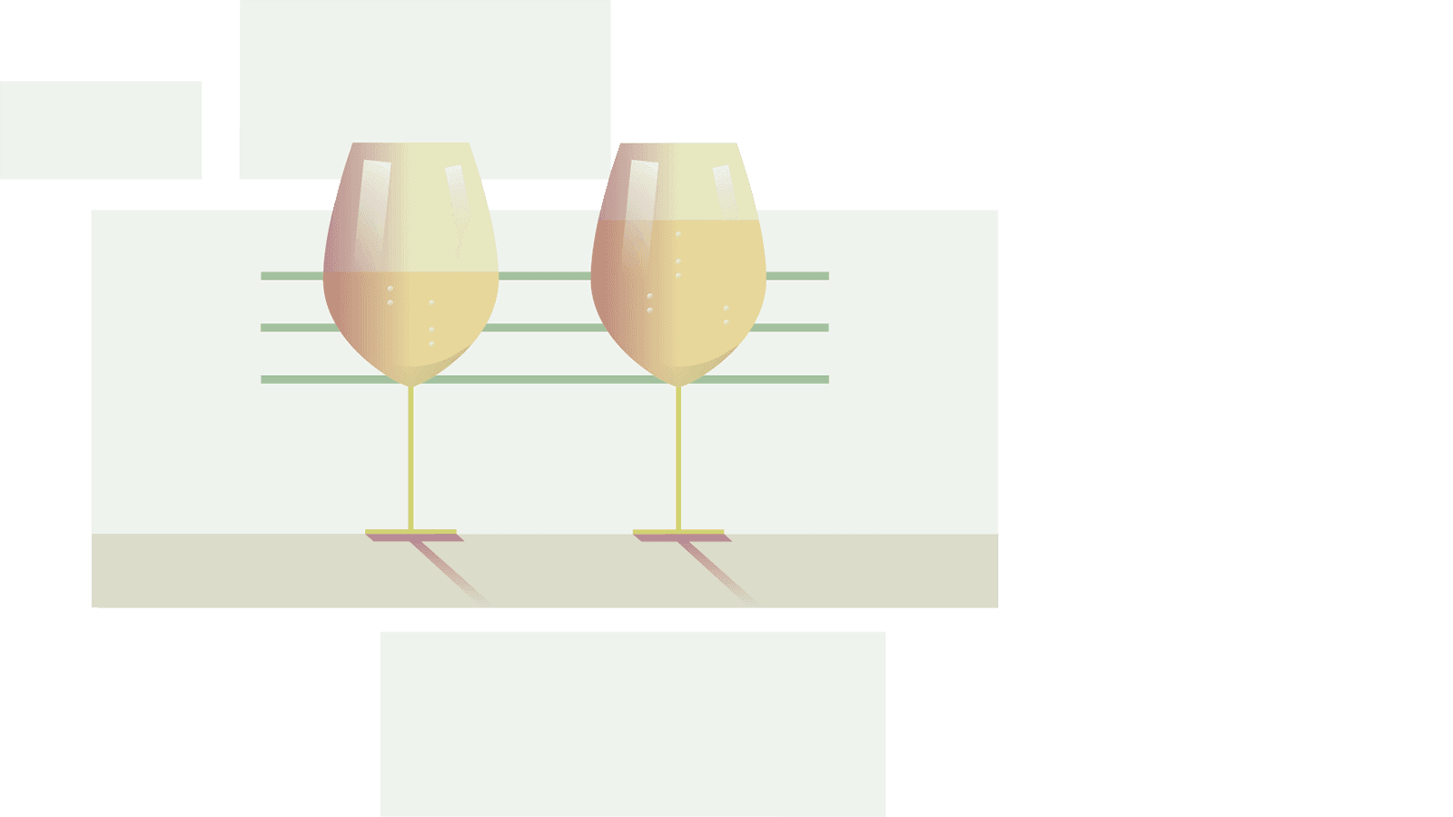 Imagen gráfica de dos copas de vino Uno con poca cantidad y otro con mucha cantidad de vino.