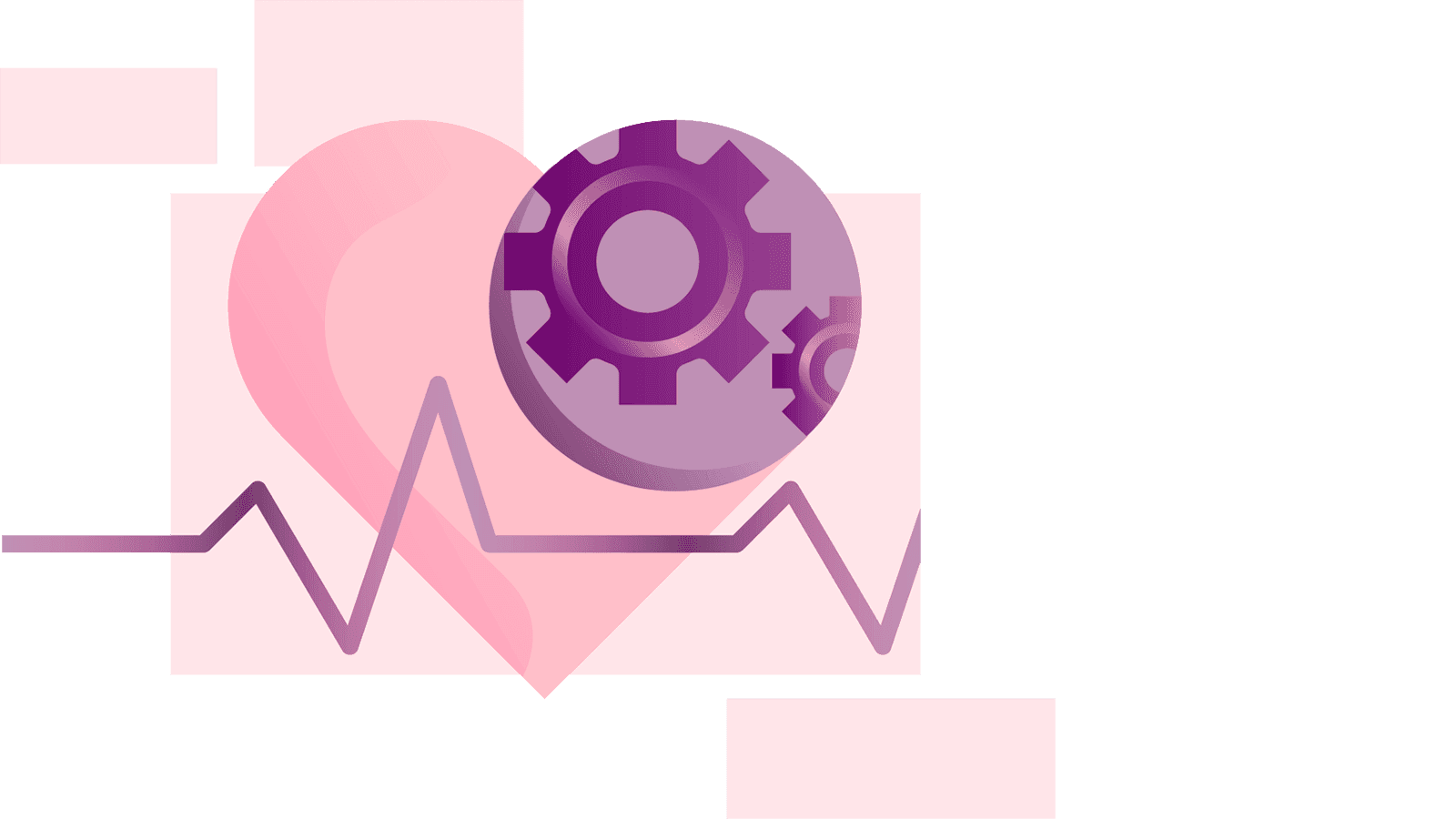 Illustration d’un cœur avec un rouage et une ligne de pouls pour représenter l’état de santé général