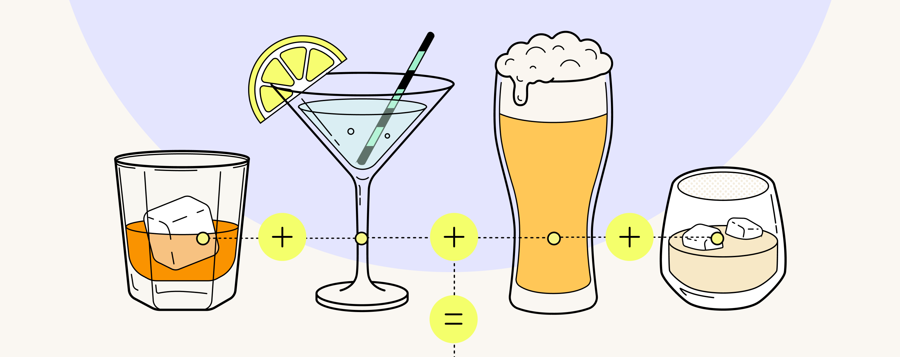 Alcohol calorie calculator showing drink tracking for beer, wine and spirits